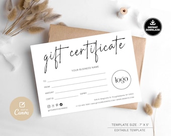 Editable Gift Certificate Template: Modern Shop Voucher (Canva)