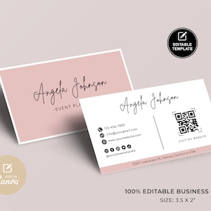 Printable Business Card Template, Business Card Template QR Code, Instant Download, DIY Calling Card, Editable Card, Canva Template