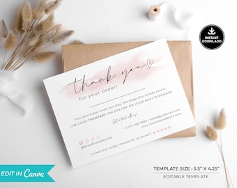 Tarjeta de agradecimiento empresarial imprimible: Encarte moderno para el cliente (5,5” x 4,25”) (Descarga digital)