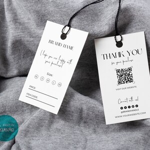 Editable Hanging Tags Template, Printable Fashion Label Template, Editable Thank You Boutique Swing Tags, Clothing Tag Garment Care - Dani