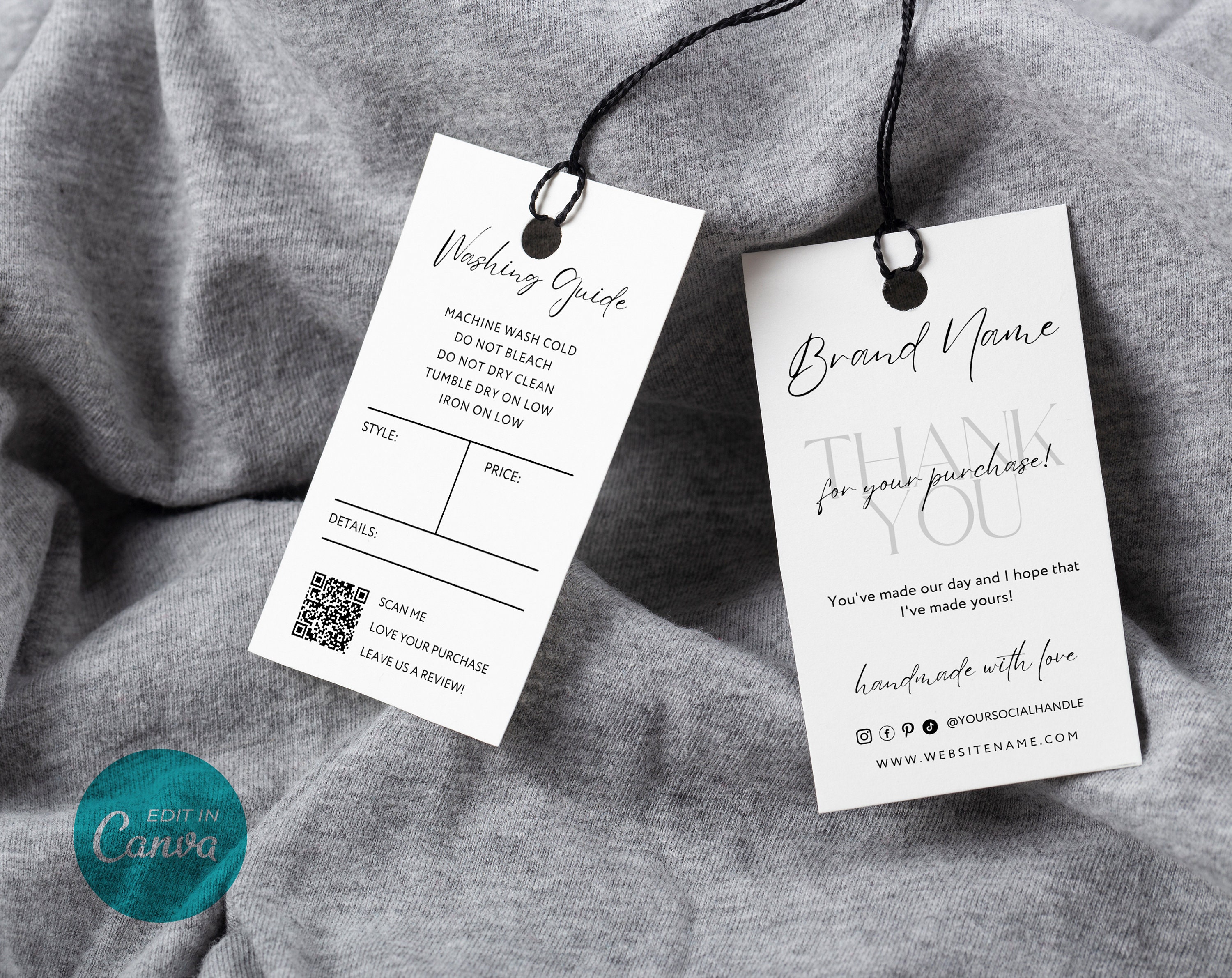 Printable Clothing Hang Tag Template, Editable Clothing Tags, Clothing