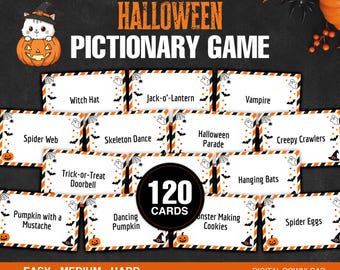 Halloween Pictionary Game, Printable Halloween Party Game, Halloween Drawing Game for Kids & Adults, Classroom Activity, Family Game PDF