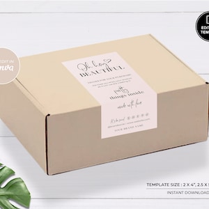 Etiqueta de selo de embalagem editável, modelo de etiqueta de selo de caixa, etiqueta de pacote imprimível, embalagem de pedido, embalagem de marca personalizada, etiqueta de envio
