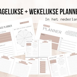 Daily and weekly planner in Dutch. Daily and weekly reflection + extra checklist! Instant download!