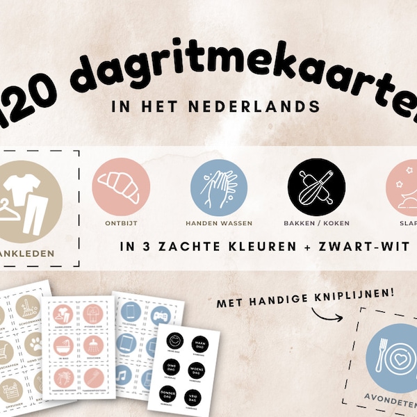 Dagritmekaarten Nederlands - 120 routinekaaten in het Nederlands - Directe Download