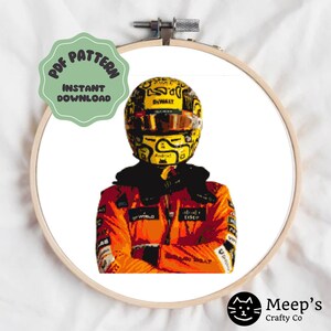 Lando Norris LN4 McLaren Formula 1 Racing Cross Stitch Pattern - PDF Instant Download