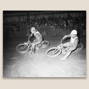 Vintage Speedway Motorcycle Racing Photo, Oslo 1951, Museum Quality Print