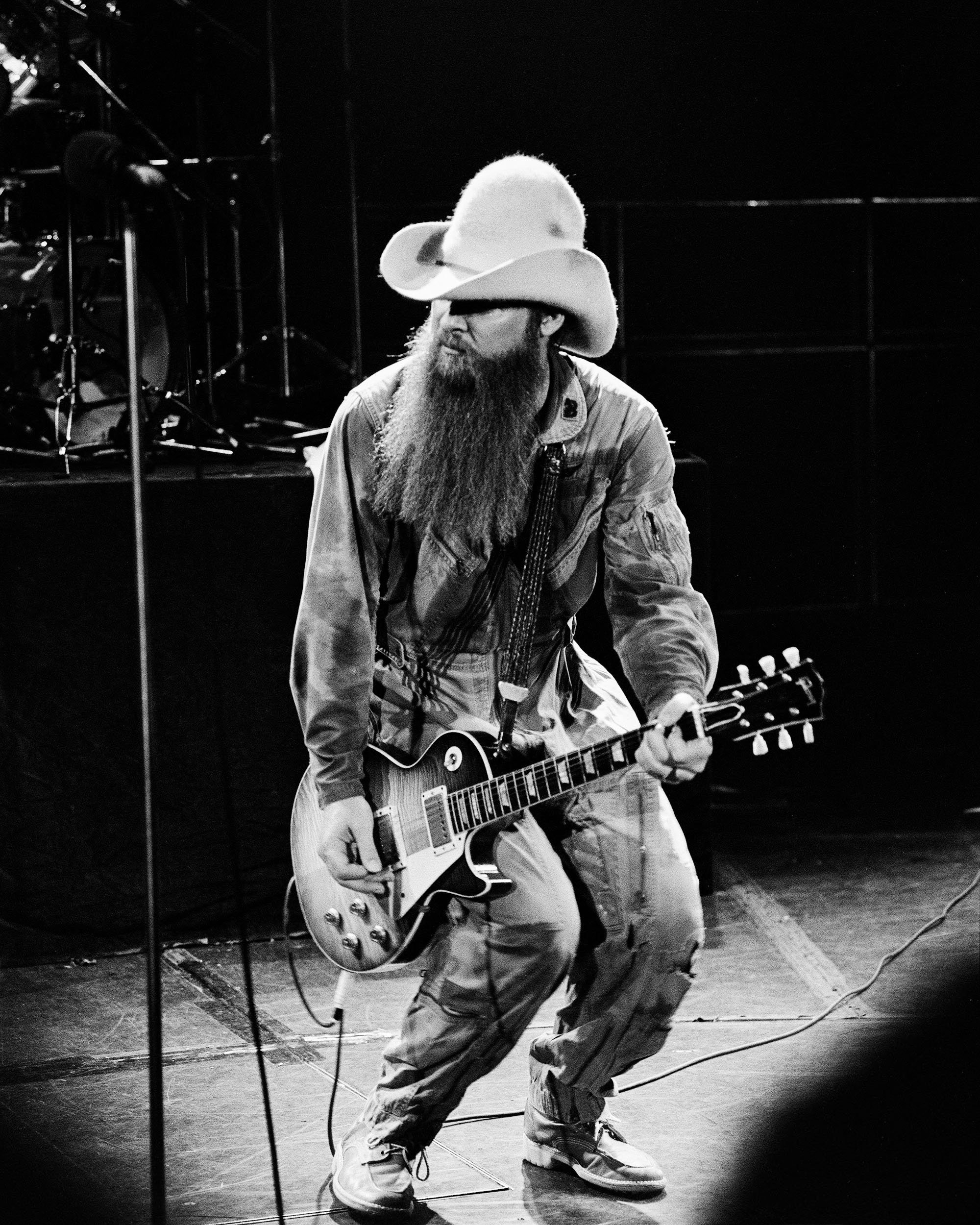 Billy Gibbons, ZZ Top Performing on Stage at a Concert in