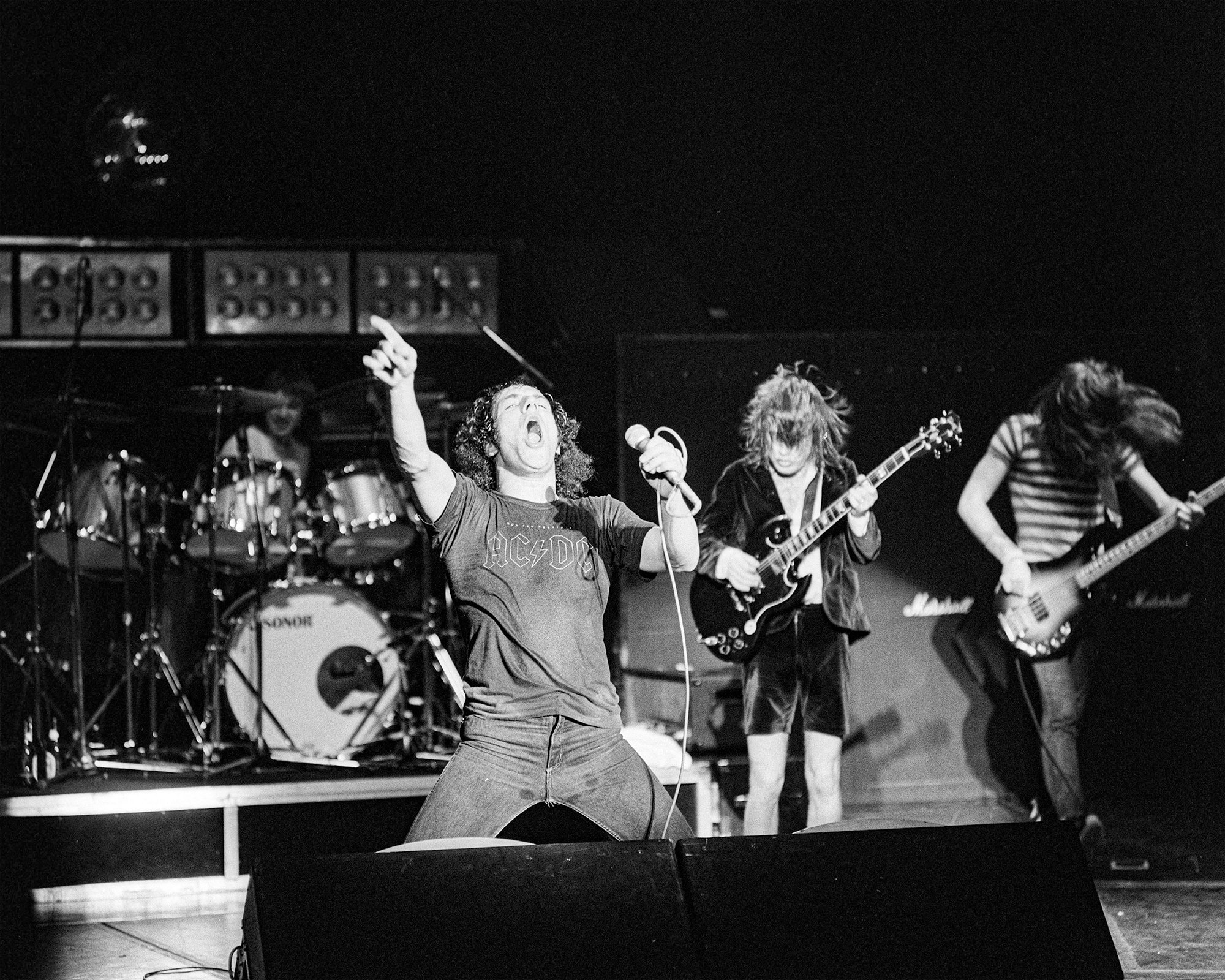 AC/DC Performing During Back in Black Tour 1980. Restored Vintage Black ...