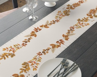 Fall Table Runner Autumn Leaves Garland Fall Table Decor Thanksgiving Table Runner Farmhouse Fall Leaves Seasonal Decor Autumn Table Cloth