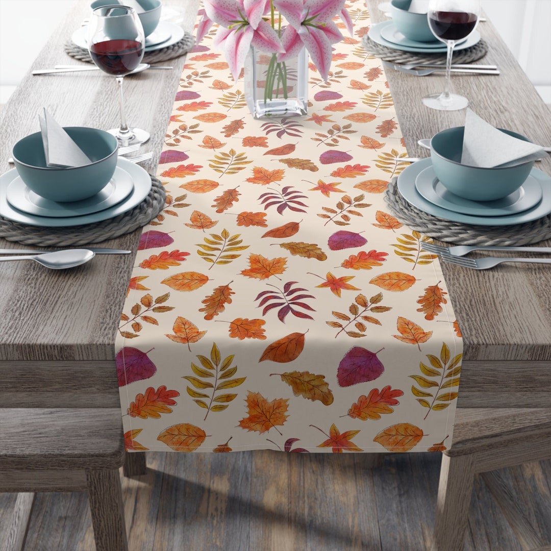 Paper Table Runner Fall Fall Table Runner Autumn Leaf Pattern Table Runner Fall Decor Rustic ...