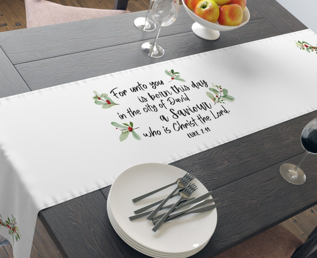Christmas Table Runner Decor Holiday Table Decor Bible Verse Luke 211