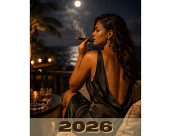 Calendario 2026 para amantes de los cigarros en cruceros por el Caribe / Solo buenas vibras / Fotografía artística / EE. UU. y Canadá