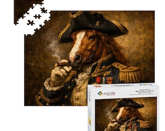 Rompecabezas de puros del Año del Caballo - 500 piezas de madera para decoración de cueva de hombre, regalo de coleccionista para amantes de los puros, edición limitada 2026 Naval Horse Art