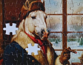 Rompecabezas Año del Caballo - Enero - Caballo Clydesdale / Juegos para jugar / Regalos únicos para amantes de los puros
