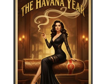 Calendario de pared 2026 para amantes de los puros cubanos, estilo vintage negro - Diseño ecológico de los años 50 / Solo para EE. UU. y Canadá