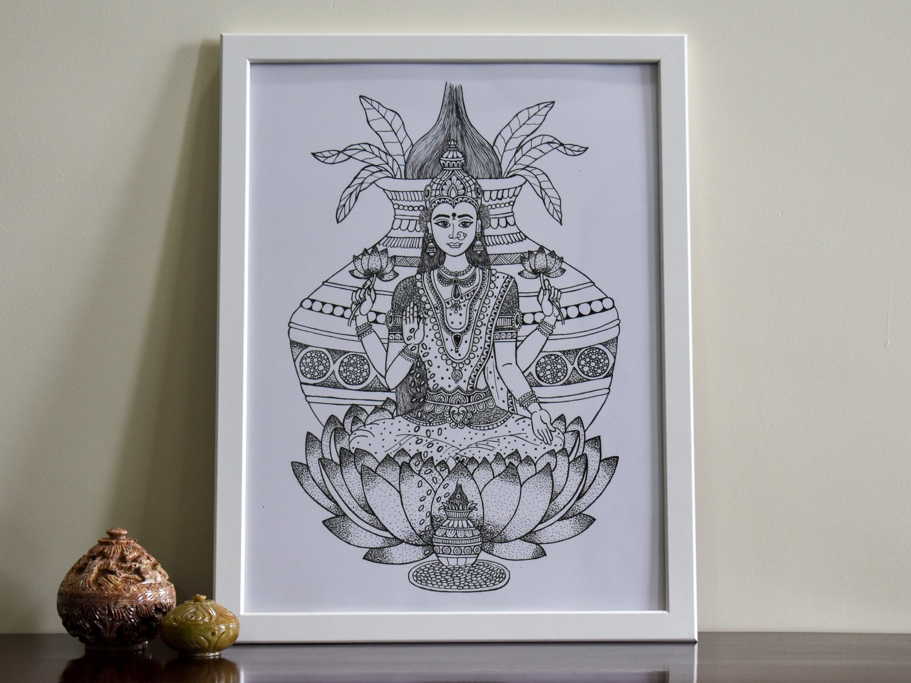 Goddess Lakshmidevi Drawing by Shreya Sham  Pixels