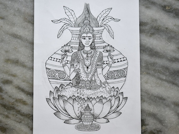 Beautiful Sketch of Mata Laxmi