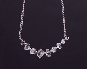 Herkimer Diamant Kette: Roher Quarz Kristall, April Geburtsstein