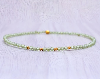 2.5 mm Dainty Peridot Stretch Birthstone Bracelet for Women, with Gold filled, Rose Gold, or Sterling Silver Accent Bead | August Birthstone