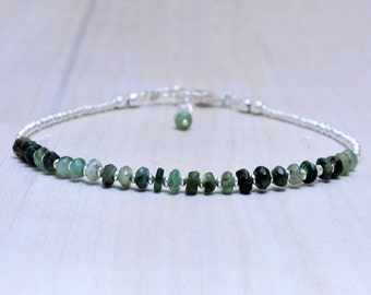 Smaragd Armband, Smaragd Schmuck, Mai Birthstone, Stapeln, Edelstein Schmuck, Gold oder Sterling Silber Perlen