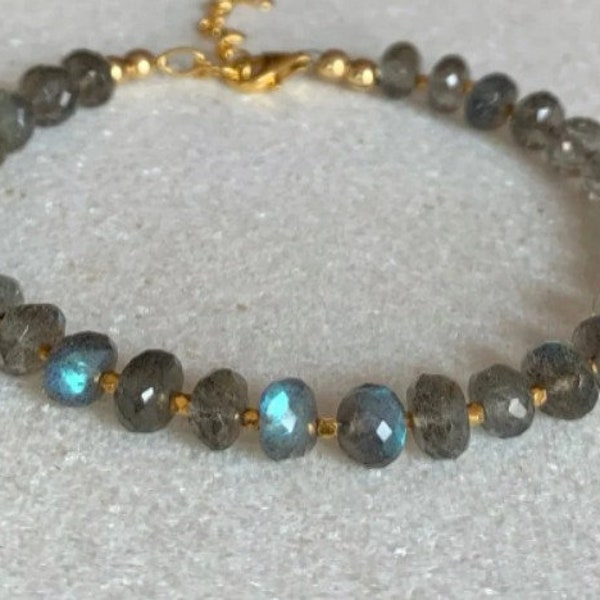 Labradorite bracelet / Labradorite stack bracelet / Labradorite jewellery / Gift for her, Mother's day gift, sterling silver or gold filled