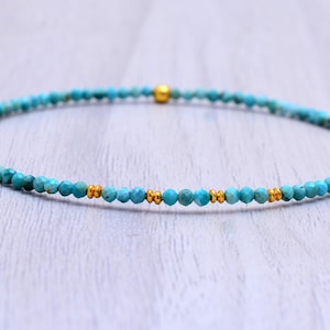 AAA Türkis Stretch Armband: 2 mm Gold Fill oder Sterling Silber