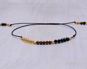 Citrine, Tiger Eye & Black Tourmaline Bracelet: Mental Clarity