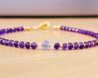 Tanzanite Opal Amethyst Bracelet: Sterling Silver Gemstone Jewelry