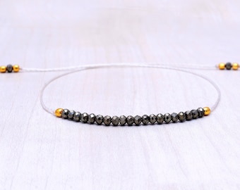 AAA Pyrite bracelet for men, pyrite bracelet for women, adjustable cord pyrite bracelet, abundance bracelet, protection chakra bracelet