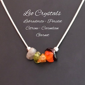 手作りの獅子座クリスタルネックレス：星座カーネリアン、ガーネット、ペリドットチョーカー