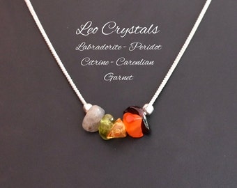 Leo Necklace Raw Crystals Zodiac Sign Astrology Choker Crystal Jewelry