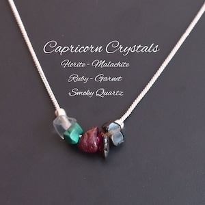 Naszyjnik Koziorożca Surowe Kryształy Znak Zodiaku Astrologia Choker Biżuteria Kryształowa