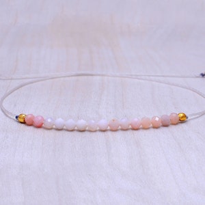 Pulsera de cuentas de ópalo rosa AAA, joyería minimalista para combinar en capas.