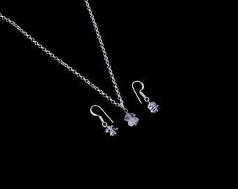 Herkimer Diamant Halskette und Ohrringe, April Geburtsstein