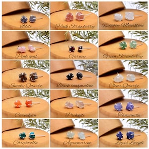 Raw Black Tourmaline Stud Earrings - Sterling silver - Healing Crystals and stones - Black Tourmaline earrings - Black Tourmaline jewelry image 1