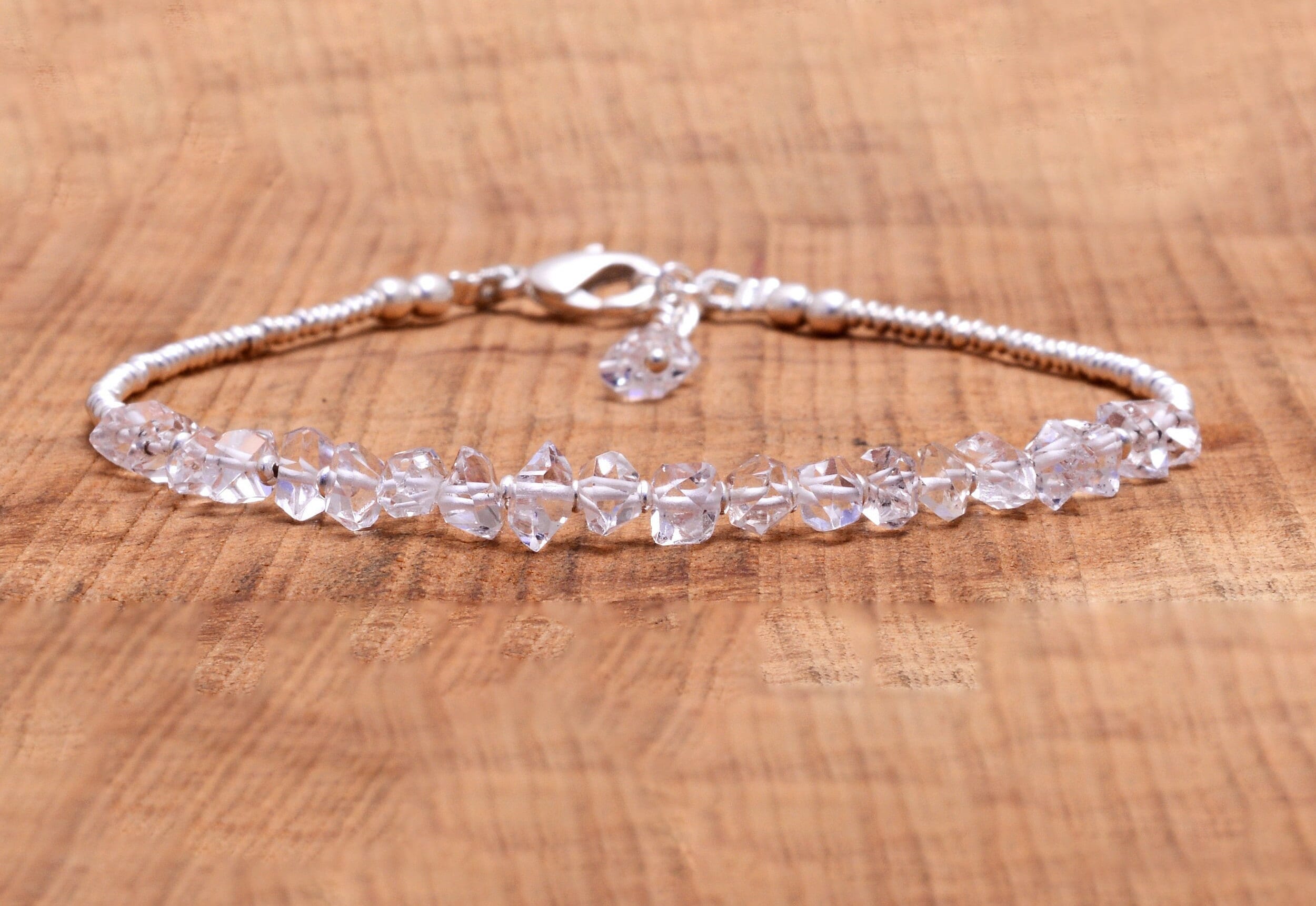 Amazon.com: Strawberry Quartz and Herkimer Diamond Bracelet - Enhances self  esteem : Handmade Products