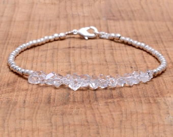 Herkimer Diamant Armband, Silber Perlen, Quarz Schmuck