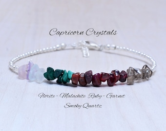 Capricorn Gift Zodiac Crystals Bracelet Sterling Silver, Zodiac Sign Astrology Jewelry