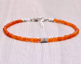 Carnelian Bracelet, Gold Fill Or Sterling Silver Beads, Carnelian Jewelry, Stacking, Bracelets for Her. Gemstone Jewelry, Mother's Day Gift