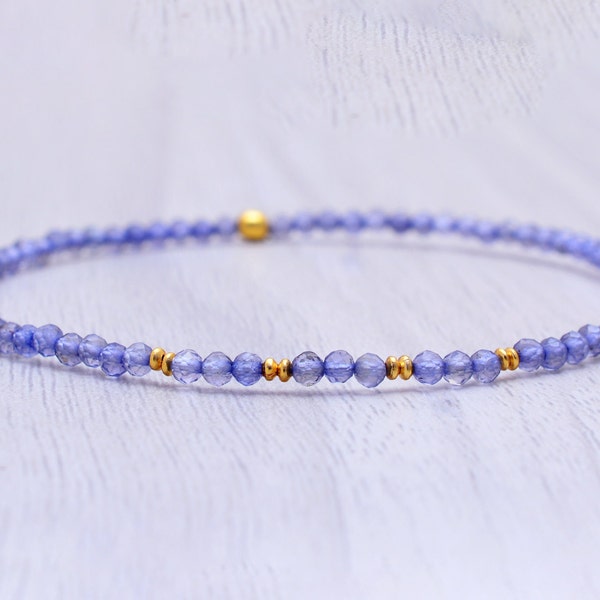 2MM Natural tanzanite Stretch bracelet December birthstone bracelet tanzanite jewelry Gemstone bracelet  Healing energy chakra bracelet