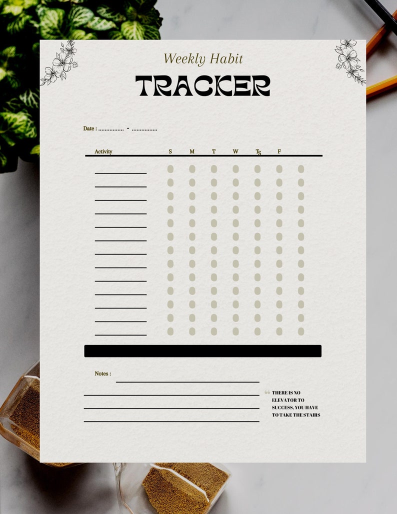 Editable Weekly Printable Habit Tracker Goal Checker Habits Planner