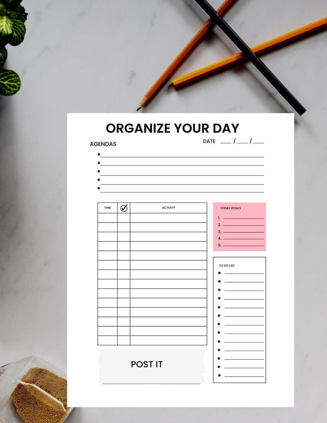 Editable / Printable Daily Planner, Instant / Downloadable Daily ...