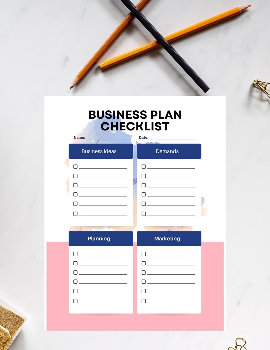 Editable Business Planner Printable Business Idea Planner Business