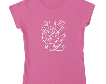 Camiseta ajustada de Punk Cat para mujer - Punk Cat Camiseta ajustada de cuello redondo para mujer