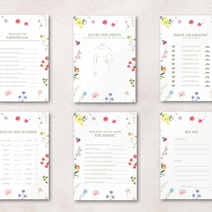 Elle vient de sortir du marché Jeux pour la douche nuptiale, jeux de fête entre poules, imprimable téléchargement numérique instantané Canva, lot de jeux, bordure florale
