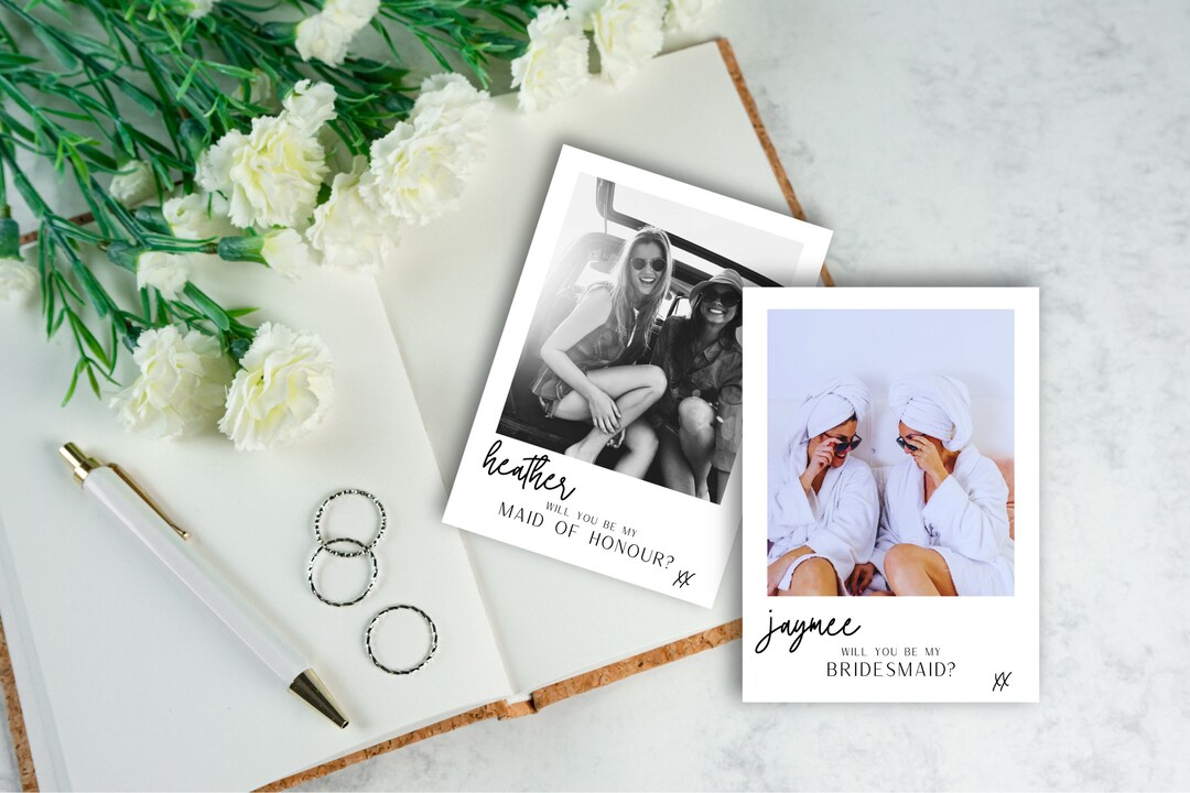 Bridesmaid Proposal Card Template, Editable Photo Proposal Card, Will ...