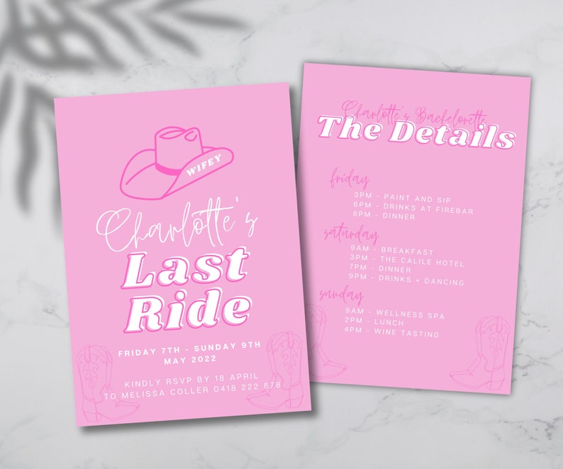 Hens Party Invitation Template, Printable Digital Download, Pink