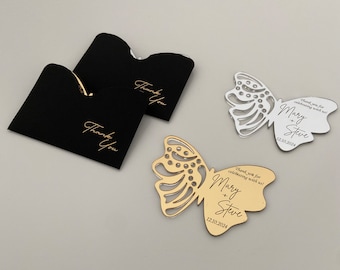 Personalized Butterfly Mirror Magnet Favors: Wedding, Shower Gifts