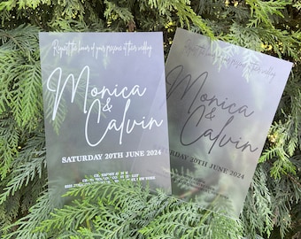 Frosted Acrylic Wedding Invitation: Elegant Personalized Ornament